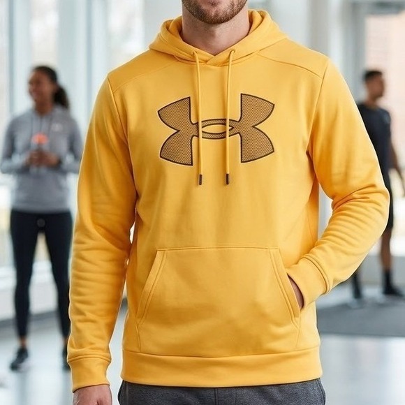 Under Armour Other - Under Armour Armour Fleece‎ Big Logo Hoodie Yellow Mens Medium